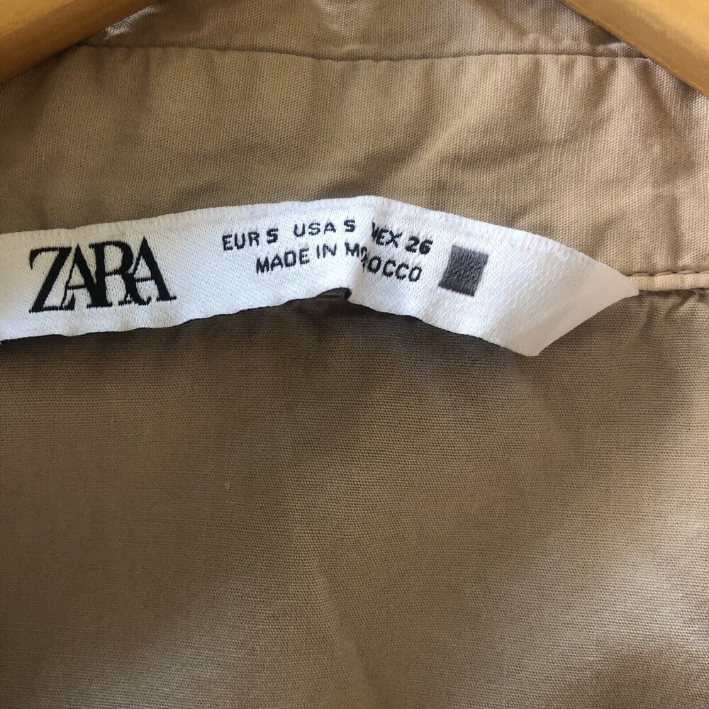 Zara short sleeve collared baby doll dress cotton Beige Small Lightweight Loose - Picture 3 of 10